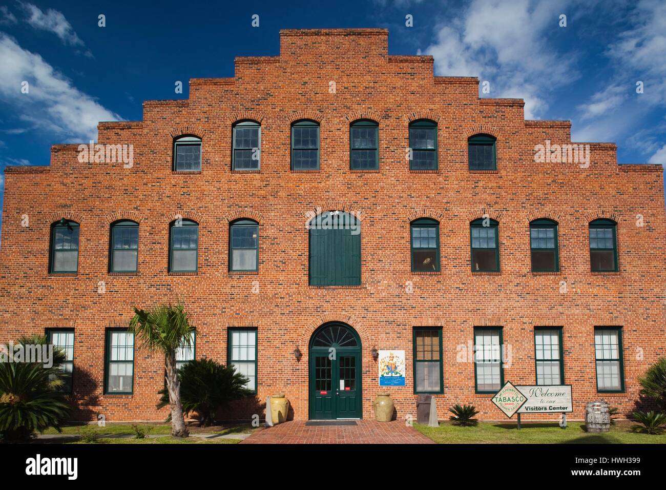 United States, Louisiana, Cajun Country, Avery Island, McIlhenny Tabasco Sauce Factory buildings Stock Photo