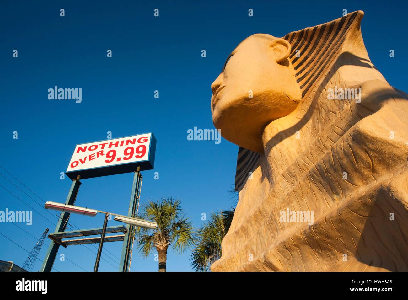 United States, Florida, Florida Panhandle, Panama City Beach, Sphinx at miniature golf course Stock Photo