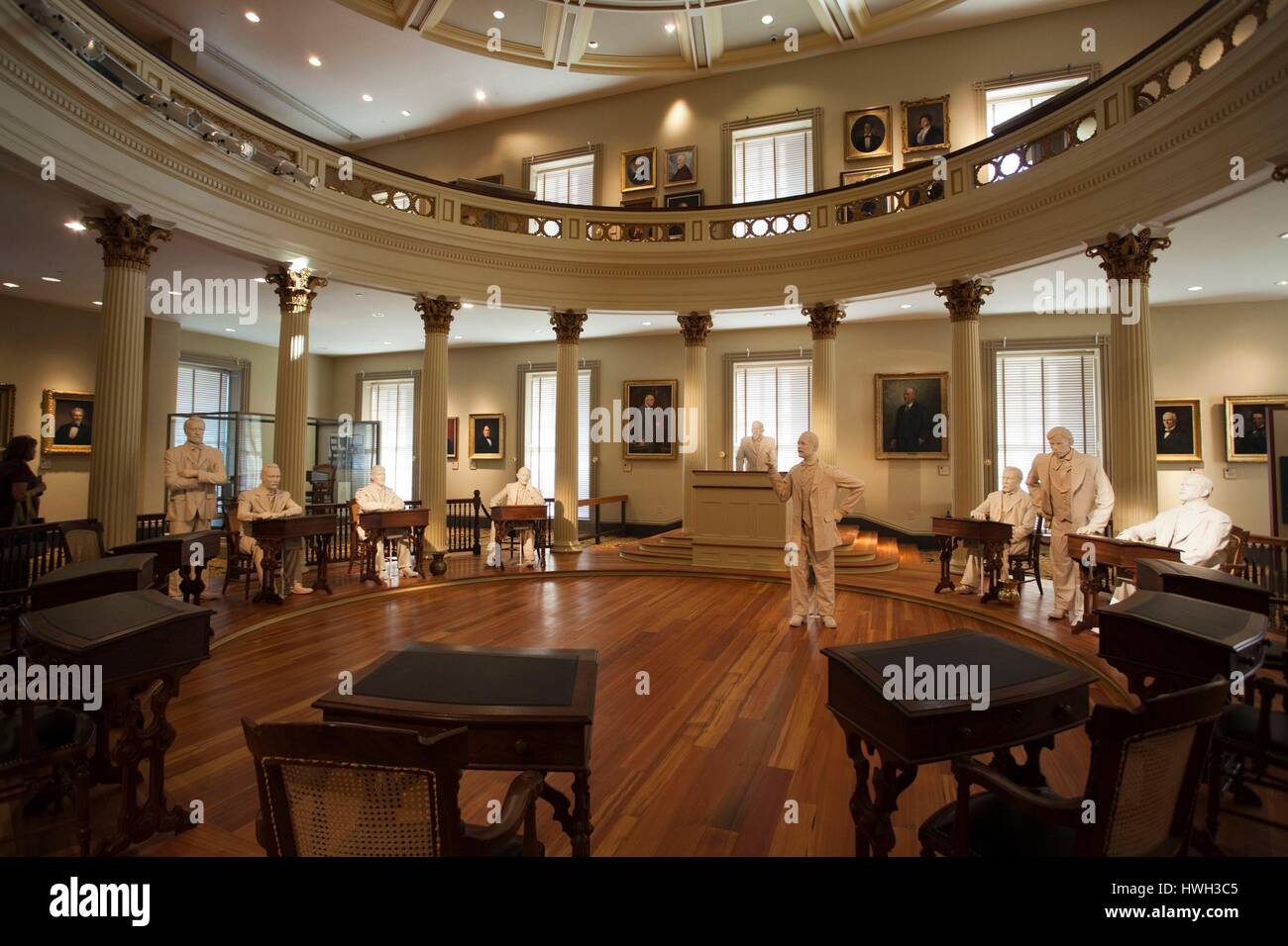 United States, Mississippi, Jackson, Old Capitol Museum, Mississippi State House 1839-1903, legislative chamber display Stock Photo