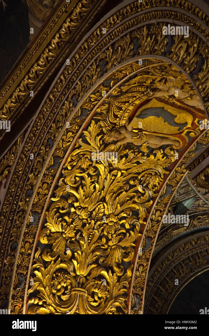 Malta, Valletta, St. John's Co-Cathedral, interior detail Stock Photo