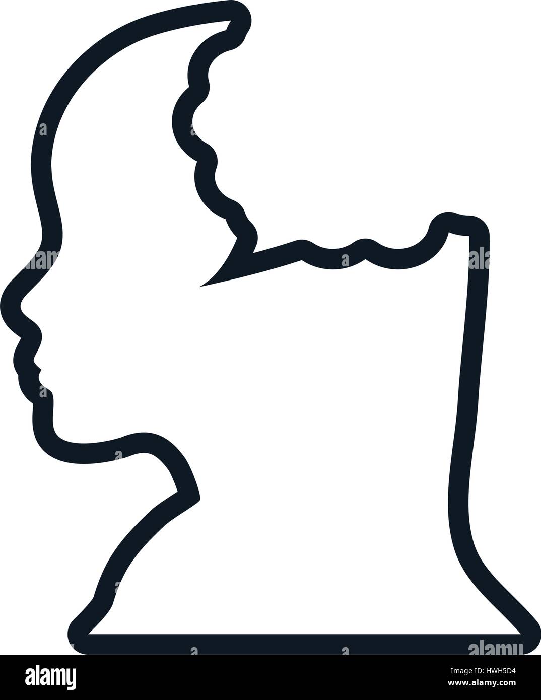silhouette head female bubble speech line Stock Vector Image & Art - Alamy