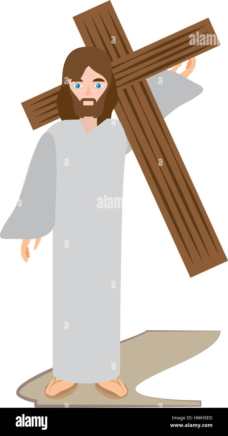 jesus christ carries cross via crucis Stock Vector