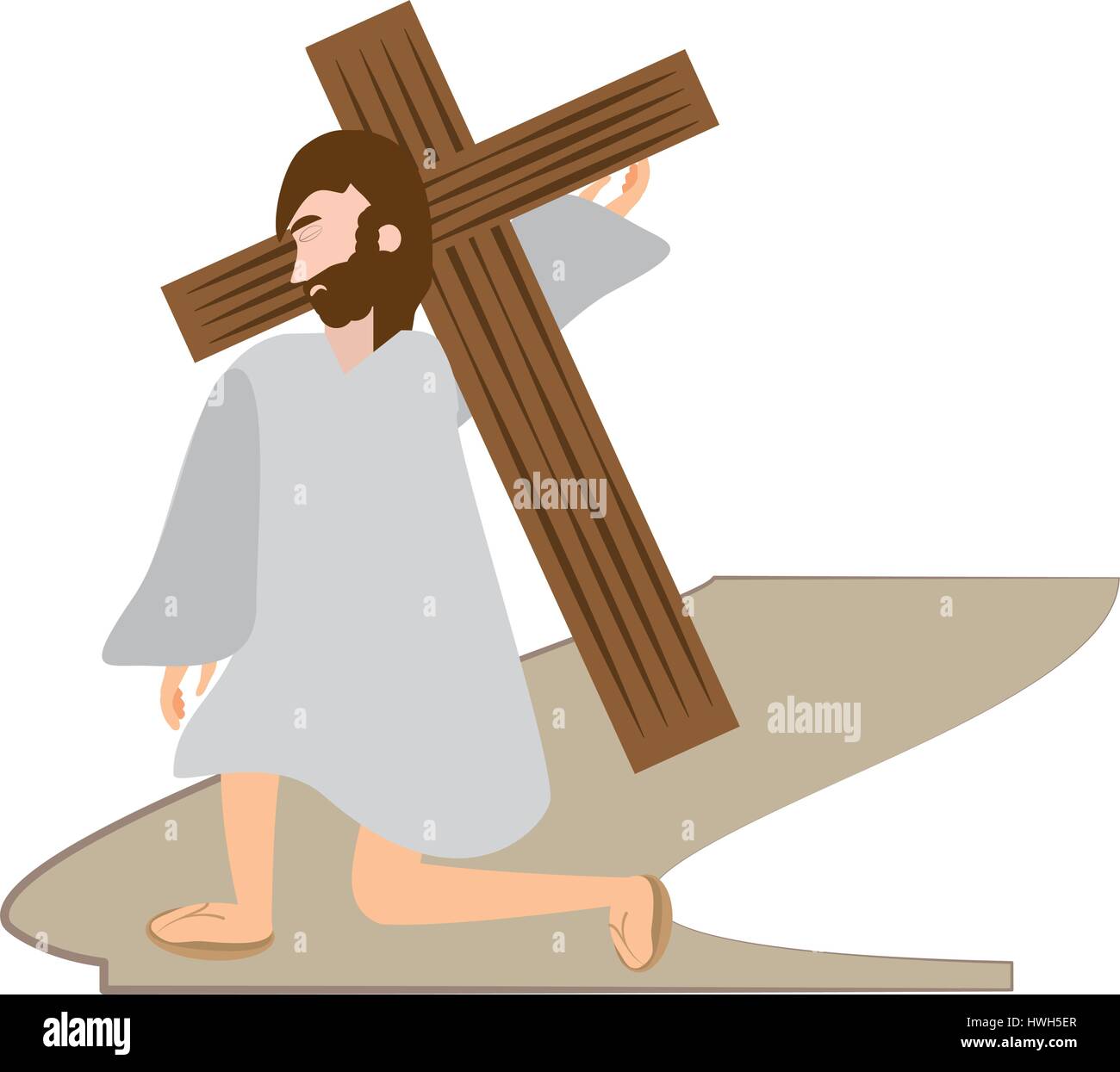 jesus christ falls first time - via crucis station Stock Vector