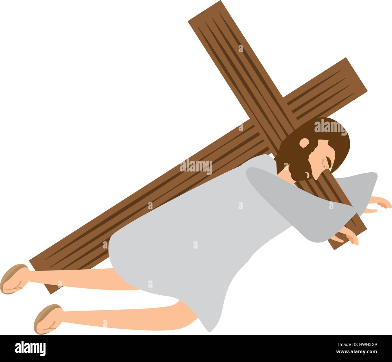 jesus christ second fall via crucis station Stock Vector
