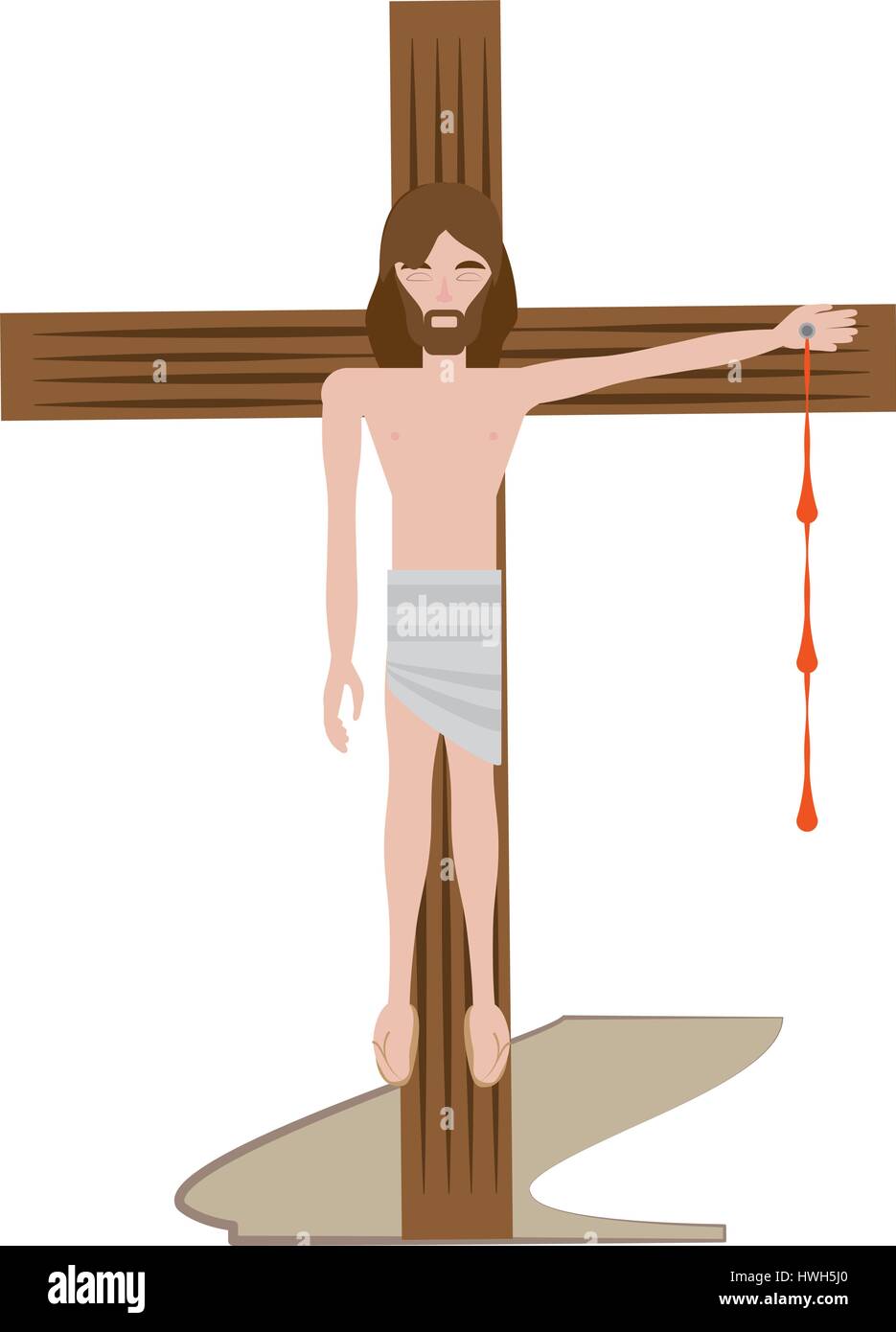 jesus christ nailed the cross - via crucis Stock Vector
