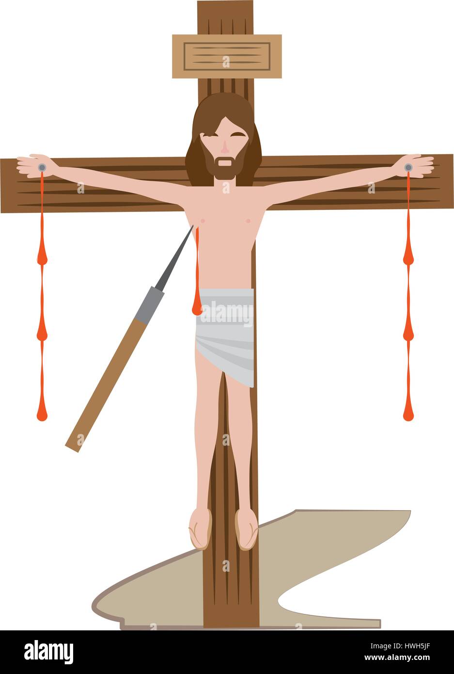 jesus christ dies cross - via crucis Stock Vector