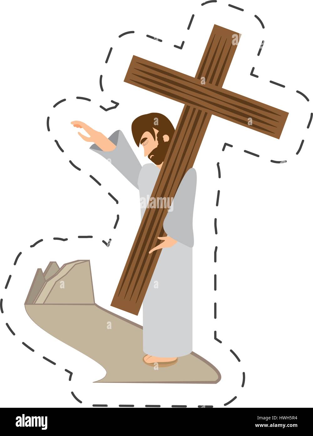 cartoon jesus christ comfort girls - via crucis station Stock Vector