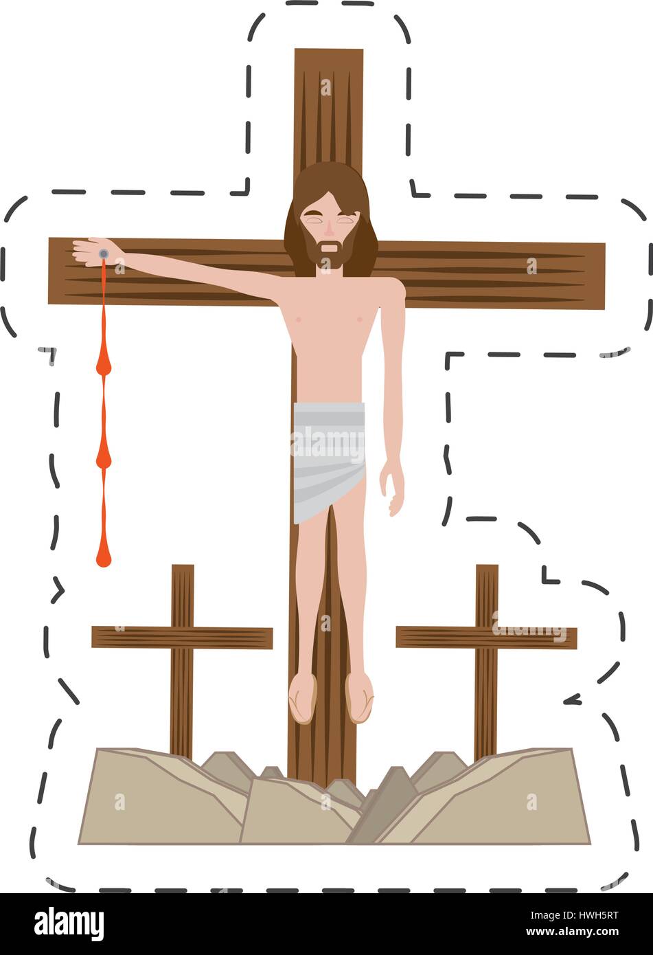 cartoon jesus christ nailed the cross - via crucis Stock Vector Image & Art  - Alamy