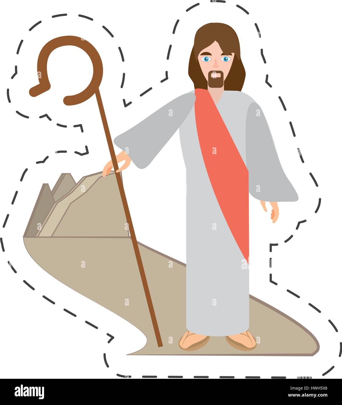 cartoon jesus christ resurrects - via crucis Stock Vector
