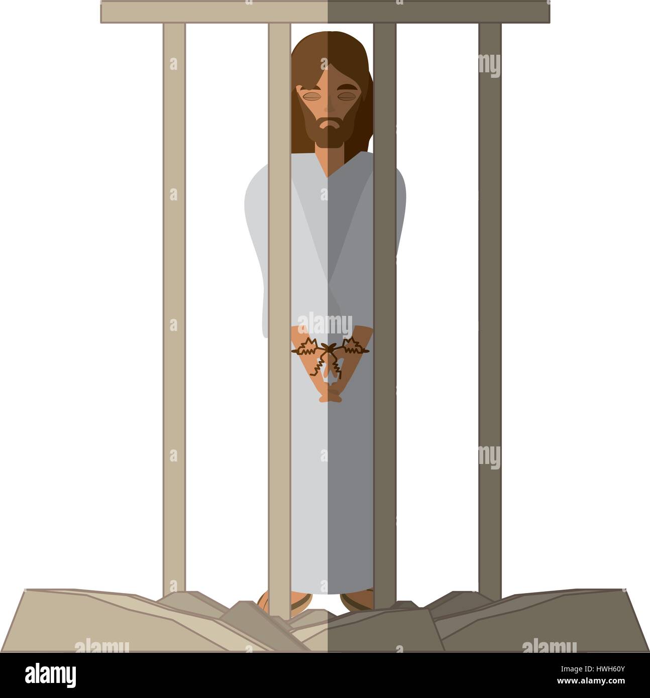 jesus christ sentenced death - via crucis shadow Stock Vector