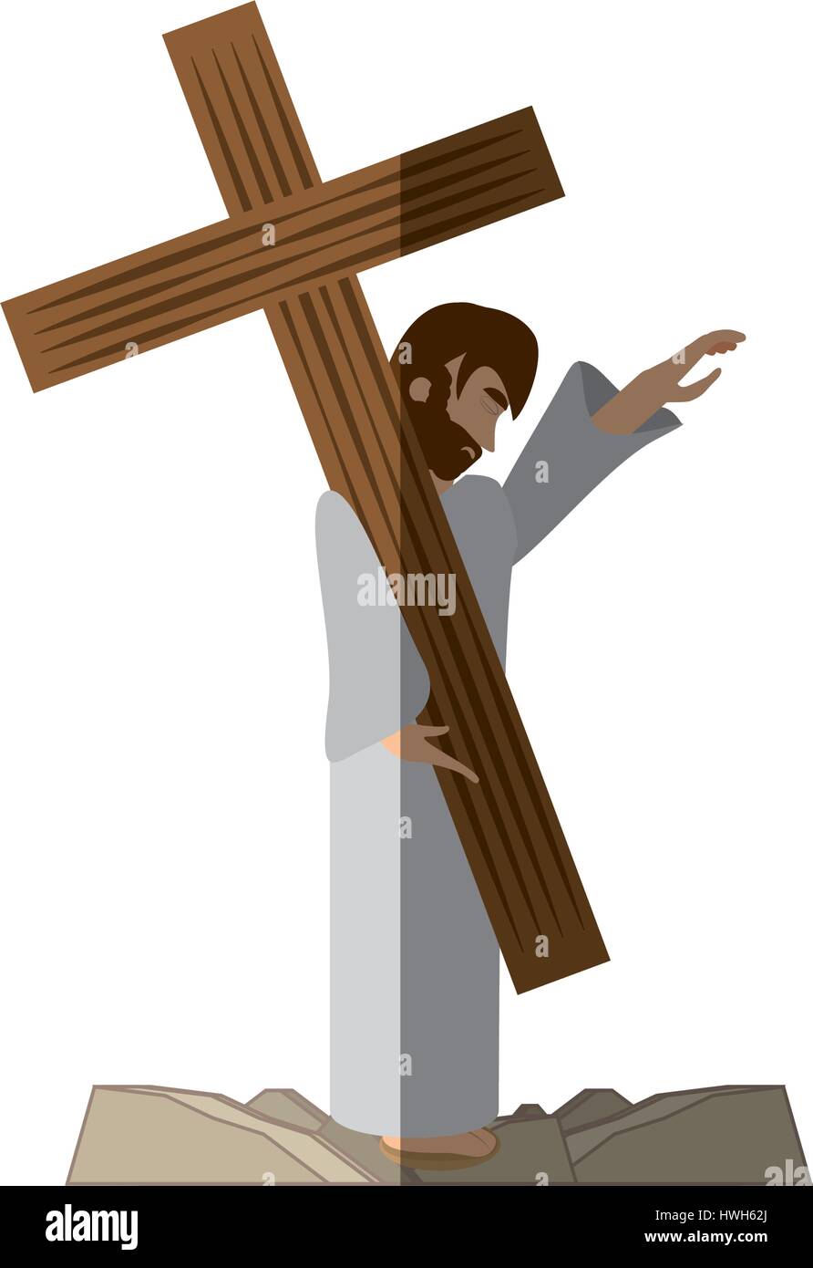 jesus christ comfort girls - via crucis shadow Stock Vector