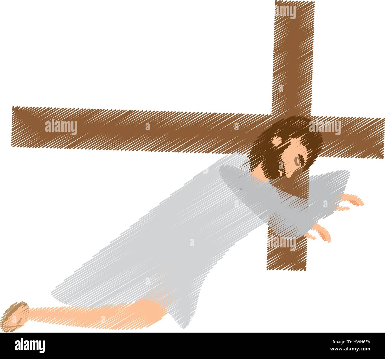 drawing jesus christ second falls Stock Vector