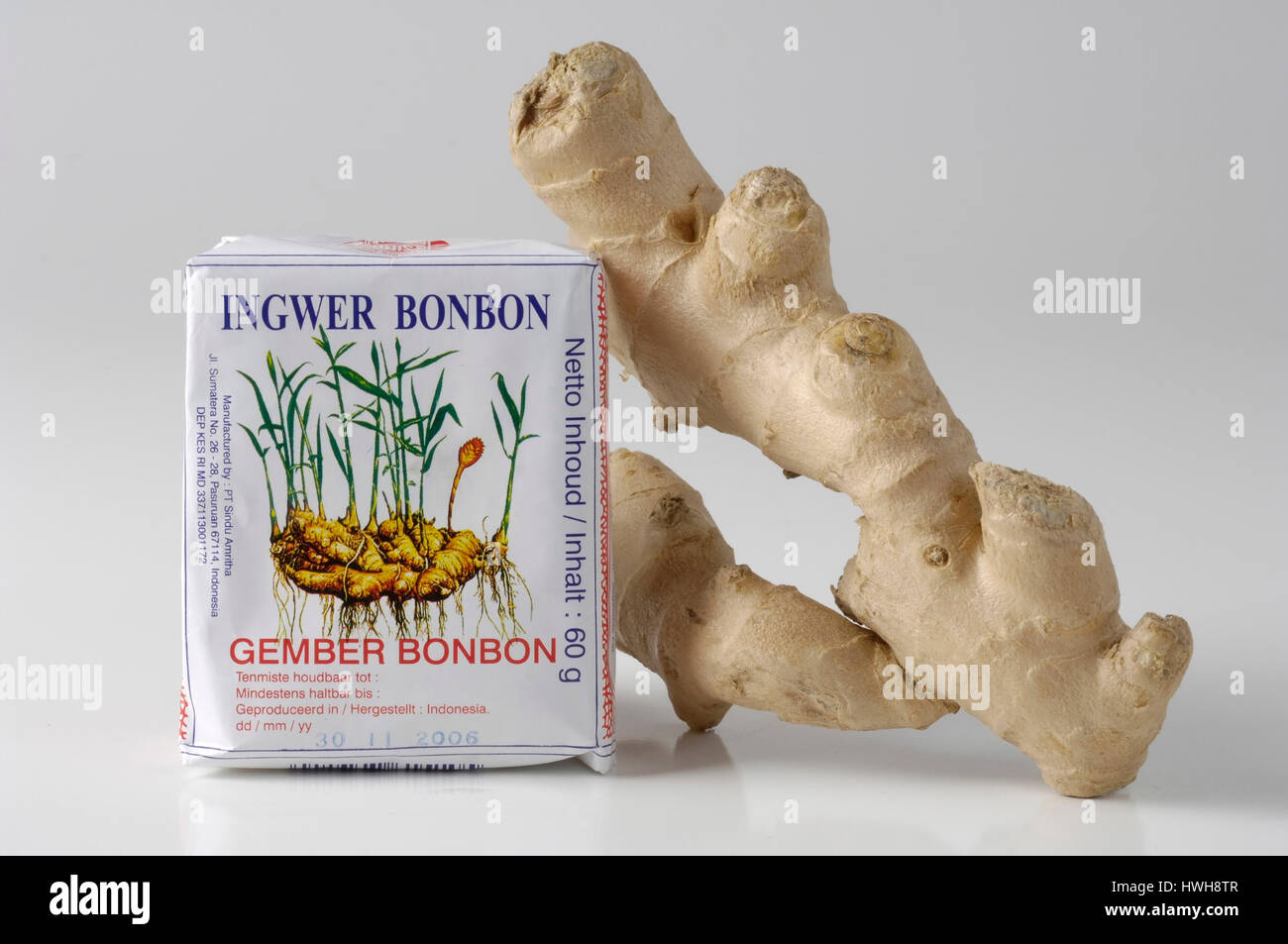 Common Ginger roots and sweet, Zingiber officinale ginger roots and