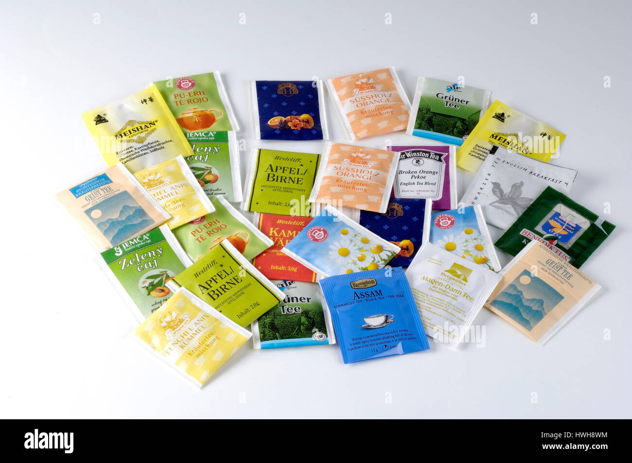 Different of child of Tea bags different kinds of tea in the tea bag