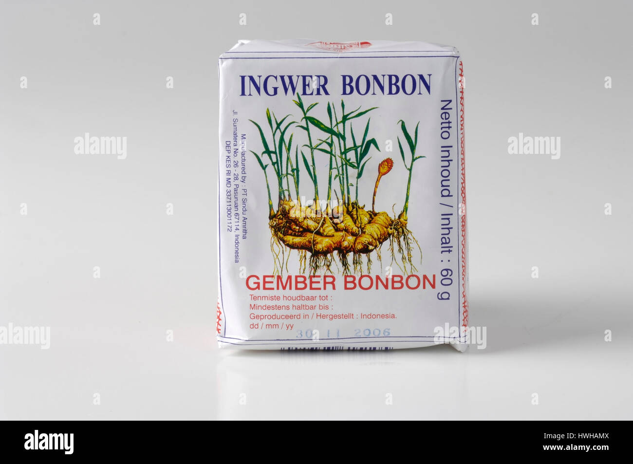 Common Ginger bonbon, Zingiber officinale gingers sweet ginger plants, Zingiberaceae, inside, studio, indoor, free plate, cut out, object, object, Com Stock Photo