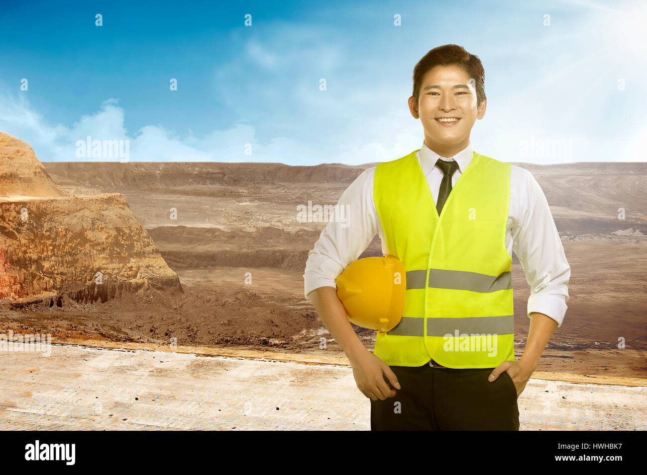 Asian engineer wearing safety vest. Industrial concept Stock Photo Alamy