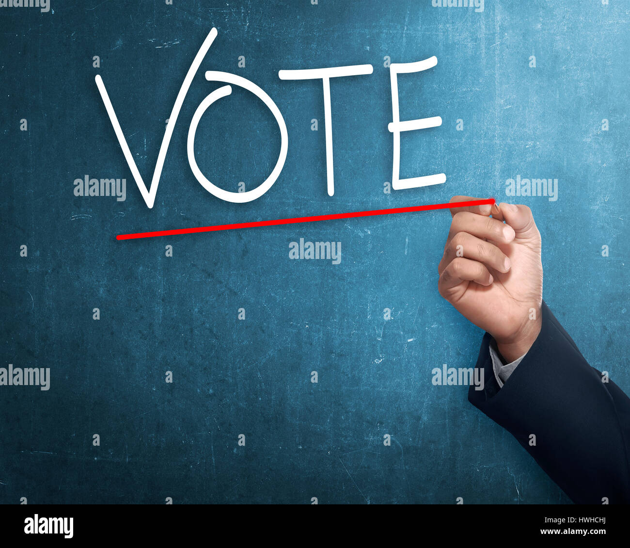 Handwriting Vote with red underline. Election day background or concept Stock Photo