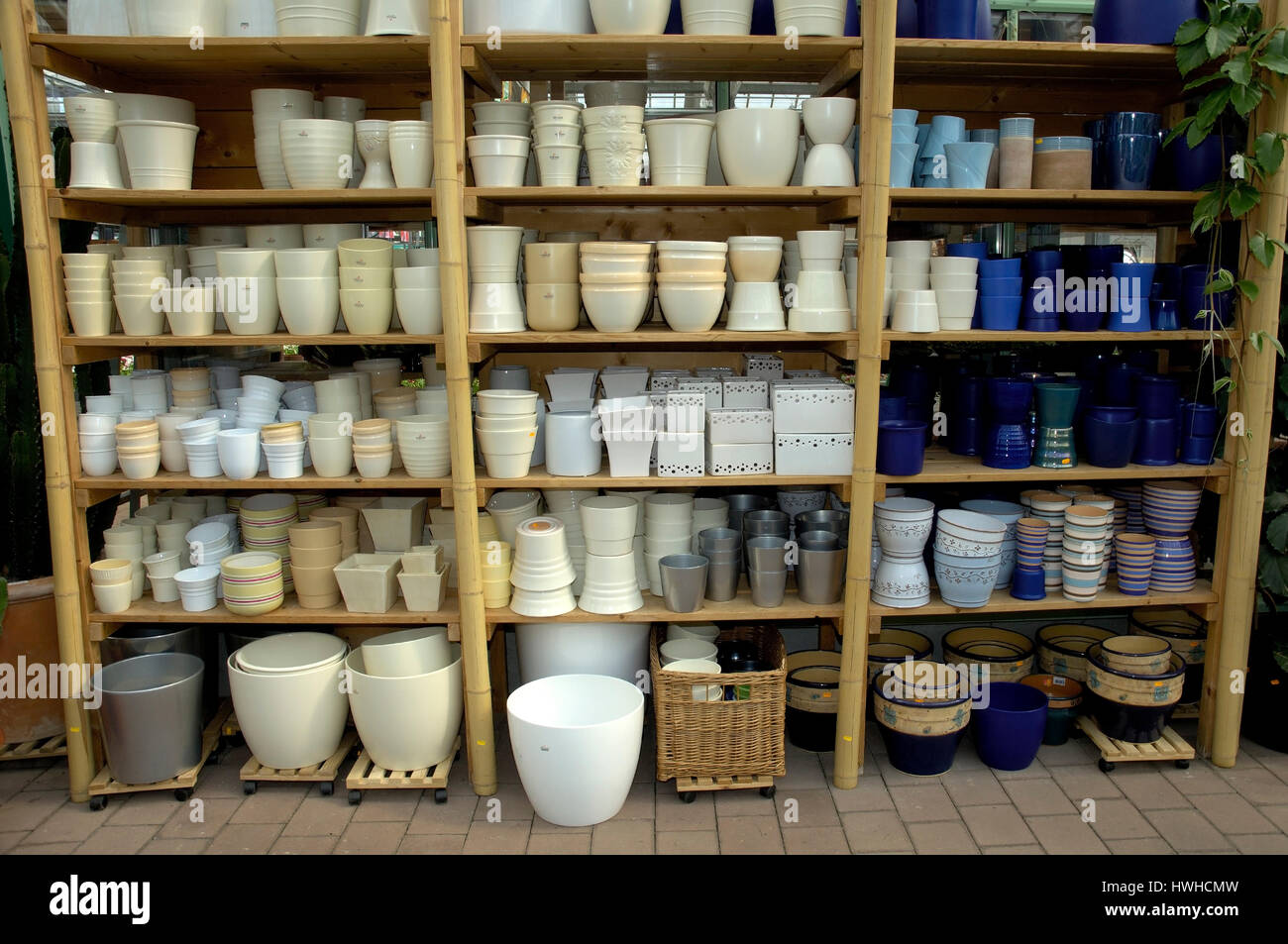 Of Flower pots in in nursery, flowerpots in a market garden , Flower