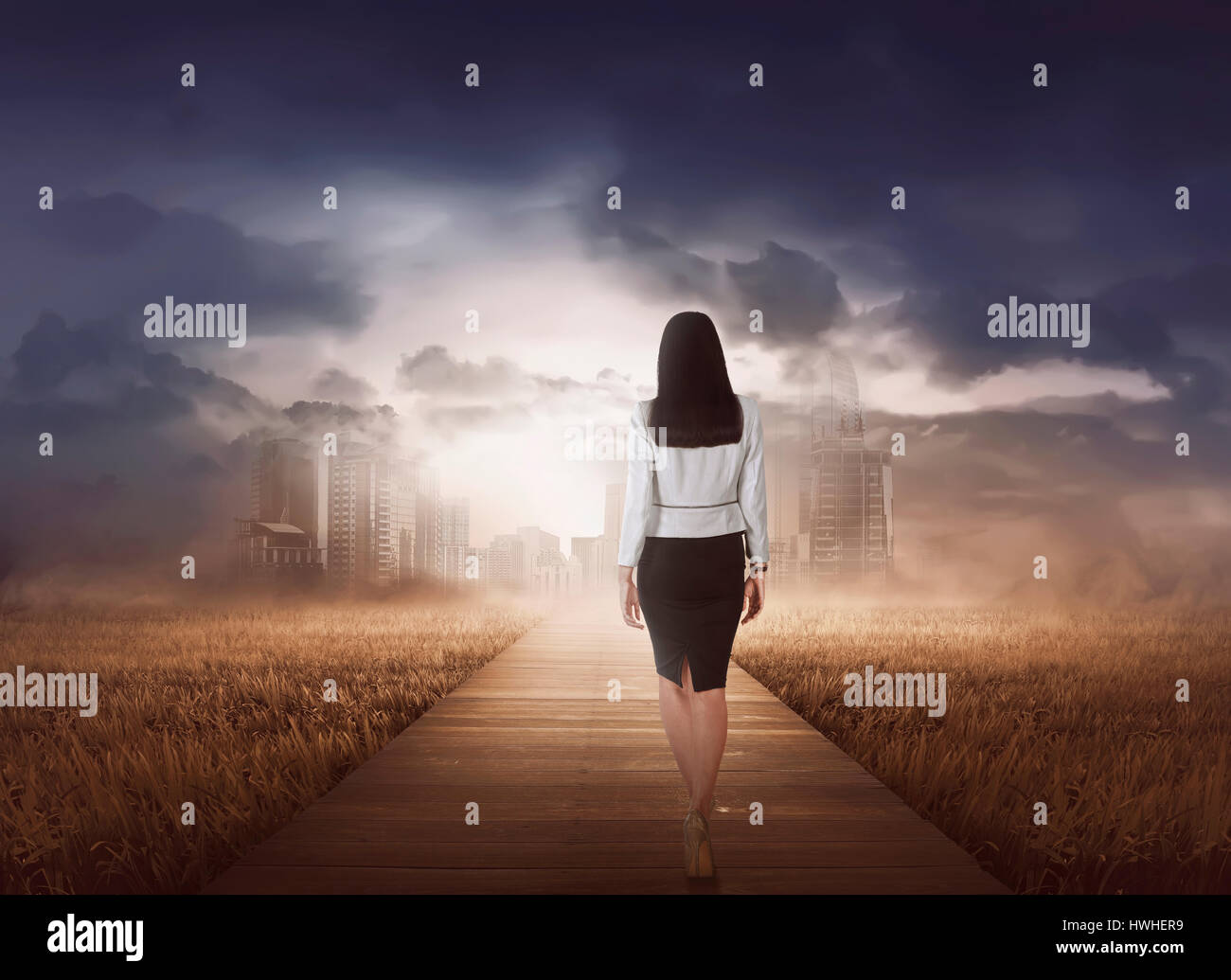 Business woman walking on pier hi-res stock photography and images - Alamy