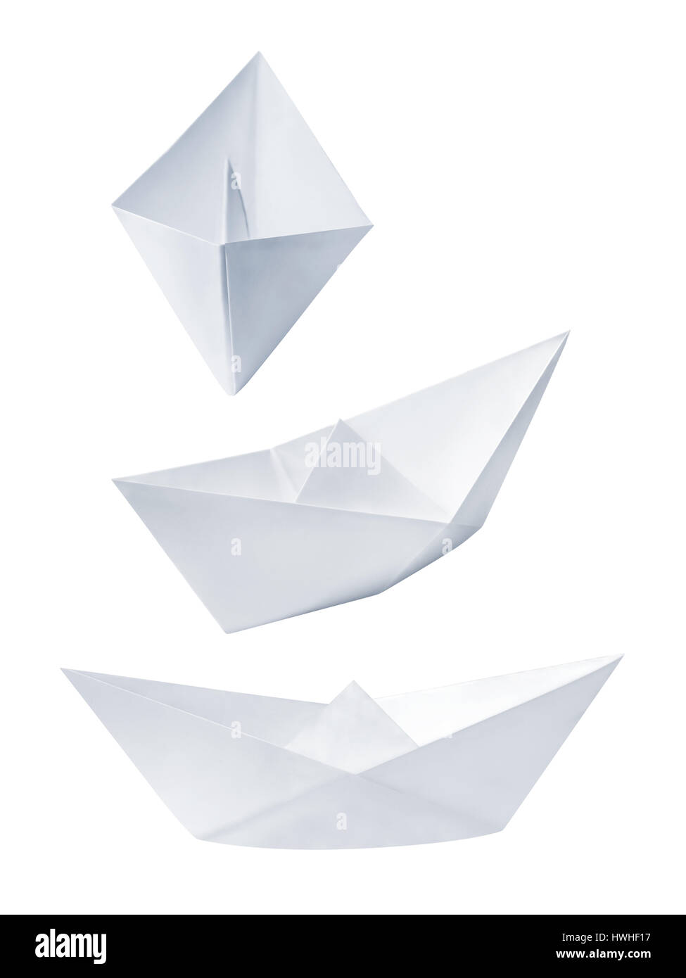 Set of collection paper boat isolated over white background Stock Photo