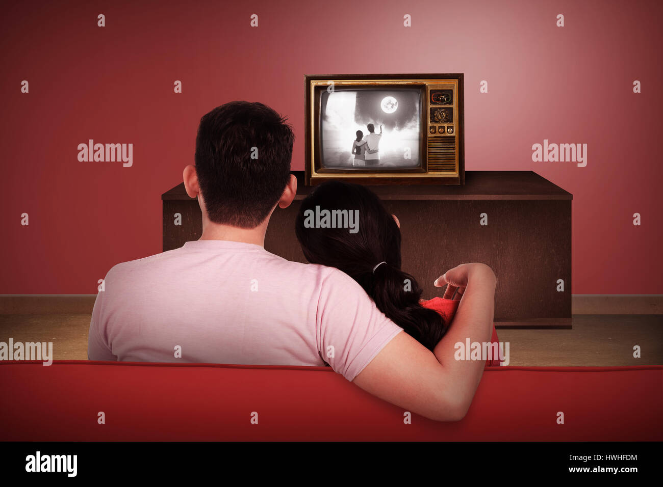 Family watching tv back view hires stock photography and images Alamy