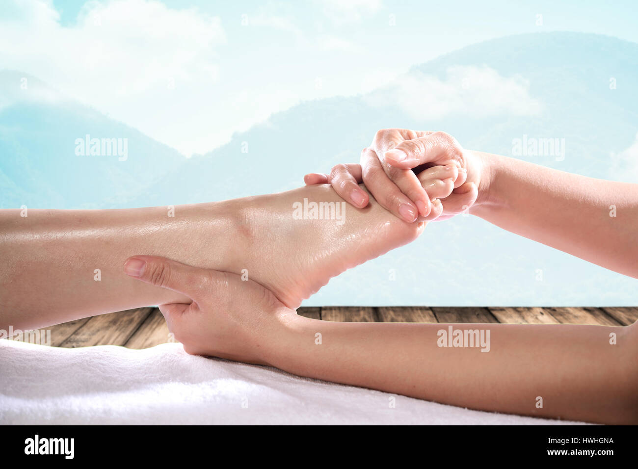 Enjoying and relaxing healthy foot massage close up Stock Photo Alamy