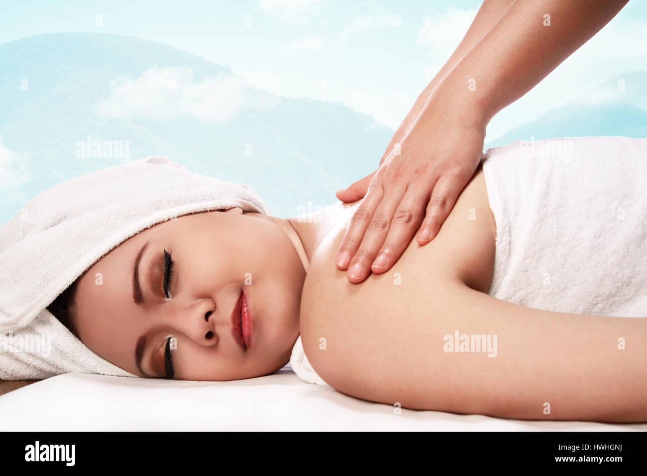 Woman relaxing at spa hi-res stock photography and images - Alamy