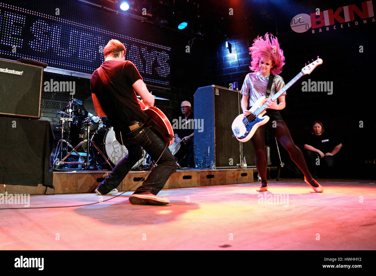 BARCELONA - MAR 18: The Subways (rock band) performs at Bikini stage on March 18, 2015 in Barcelona, Spain. Stock Photo