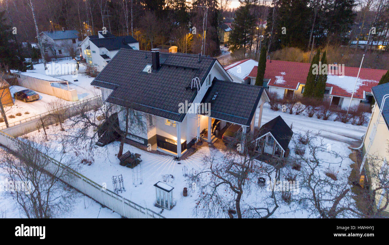 Aerial view of detached house in Finland Stock Photo Alamy