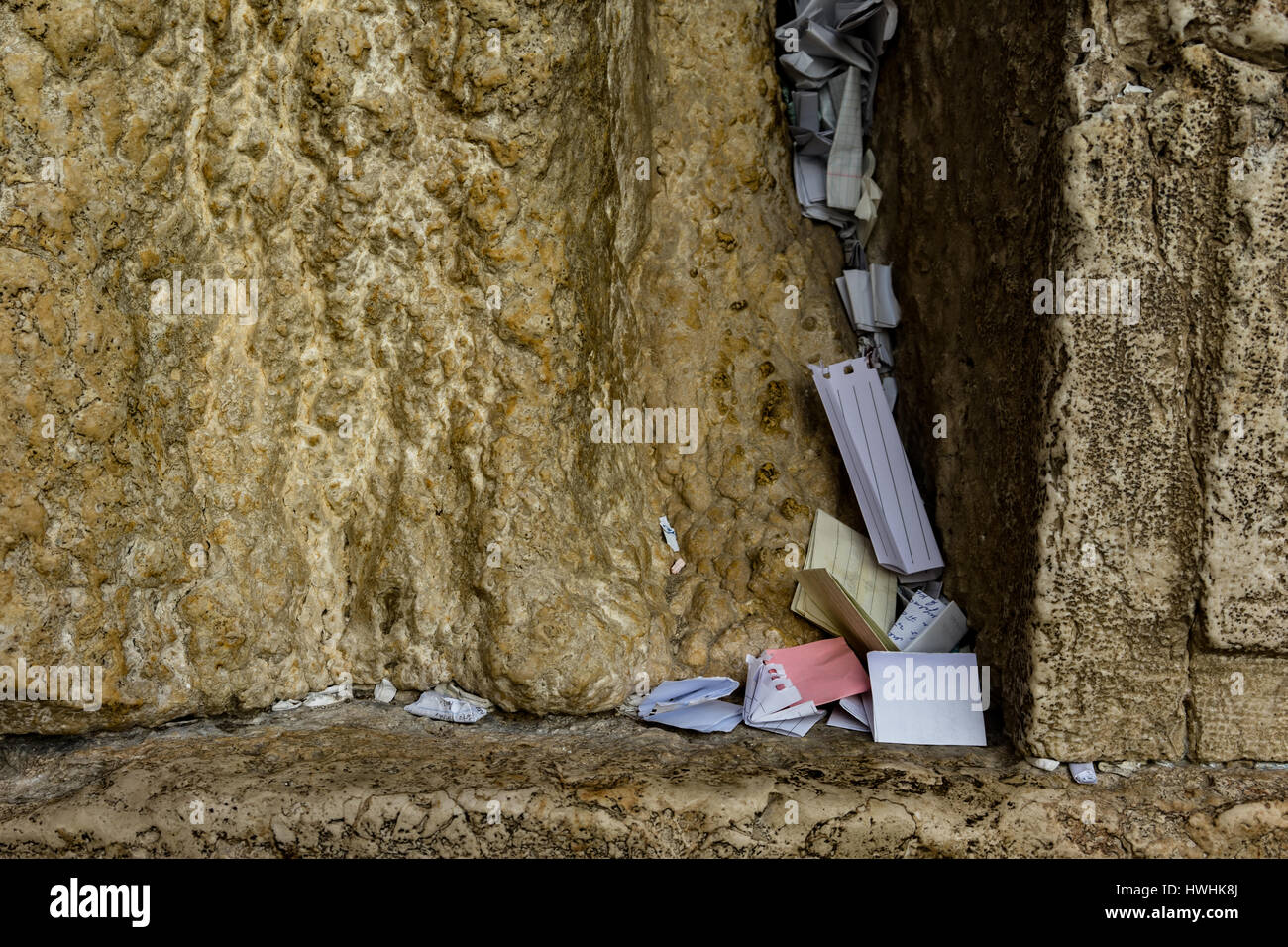 Notes in the Western Wall in Jerusalem, Israel Stock Photo