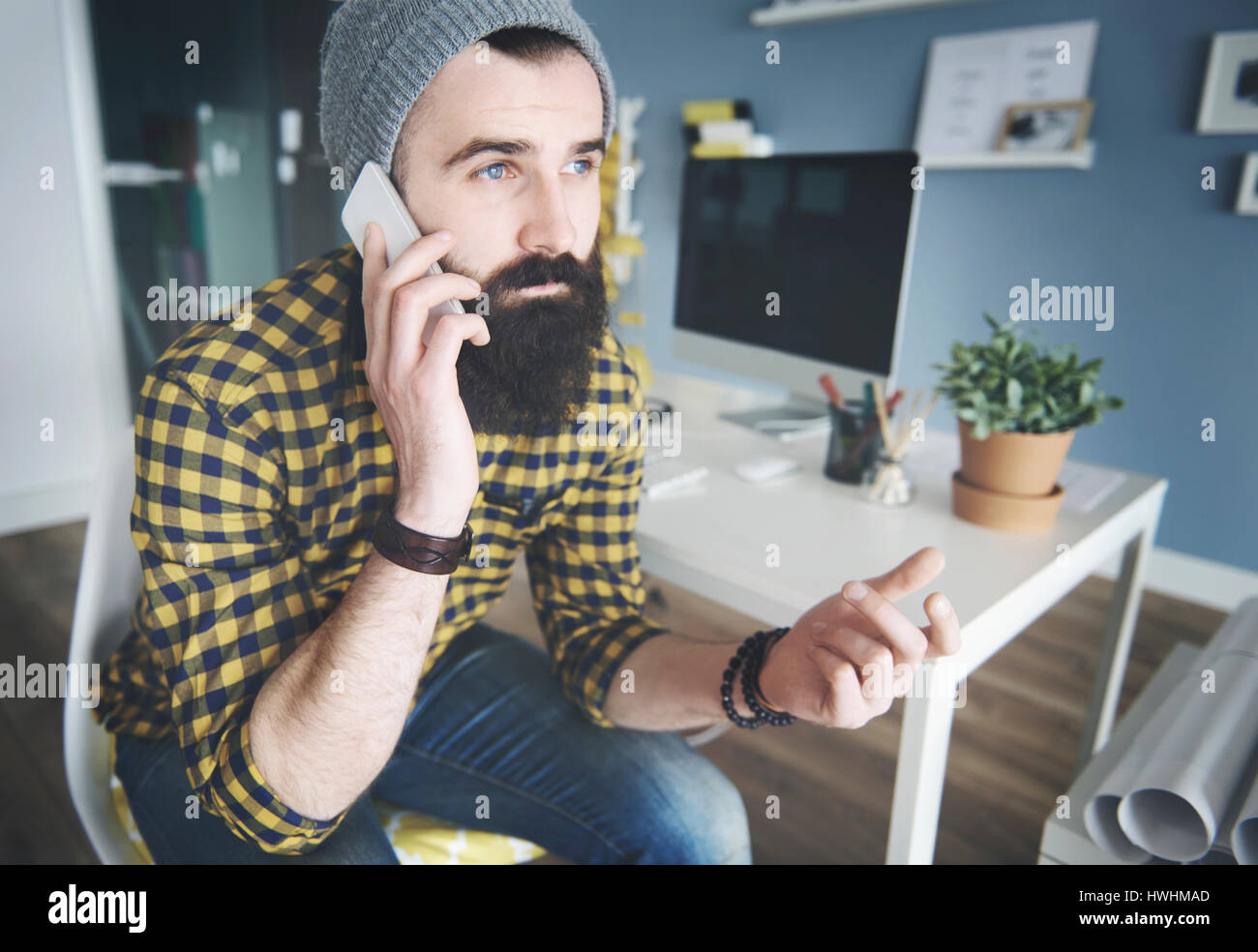 Top view of home office life Stock Photo