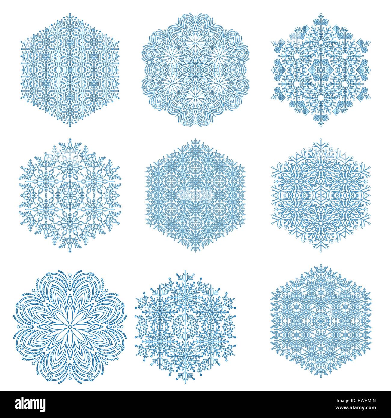 Set of Vector Snowflakes Stock Vector Image & Art - Alamy