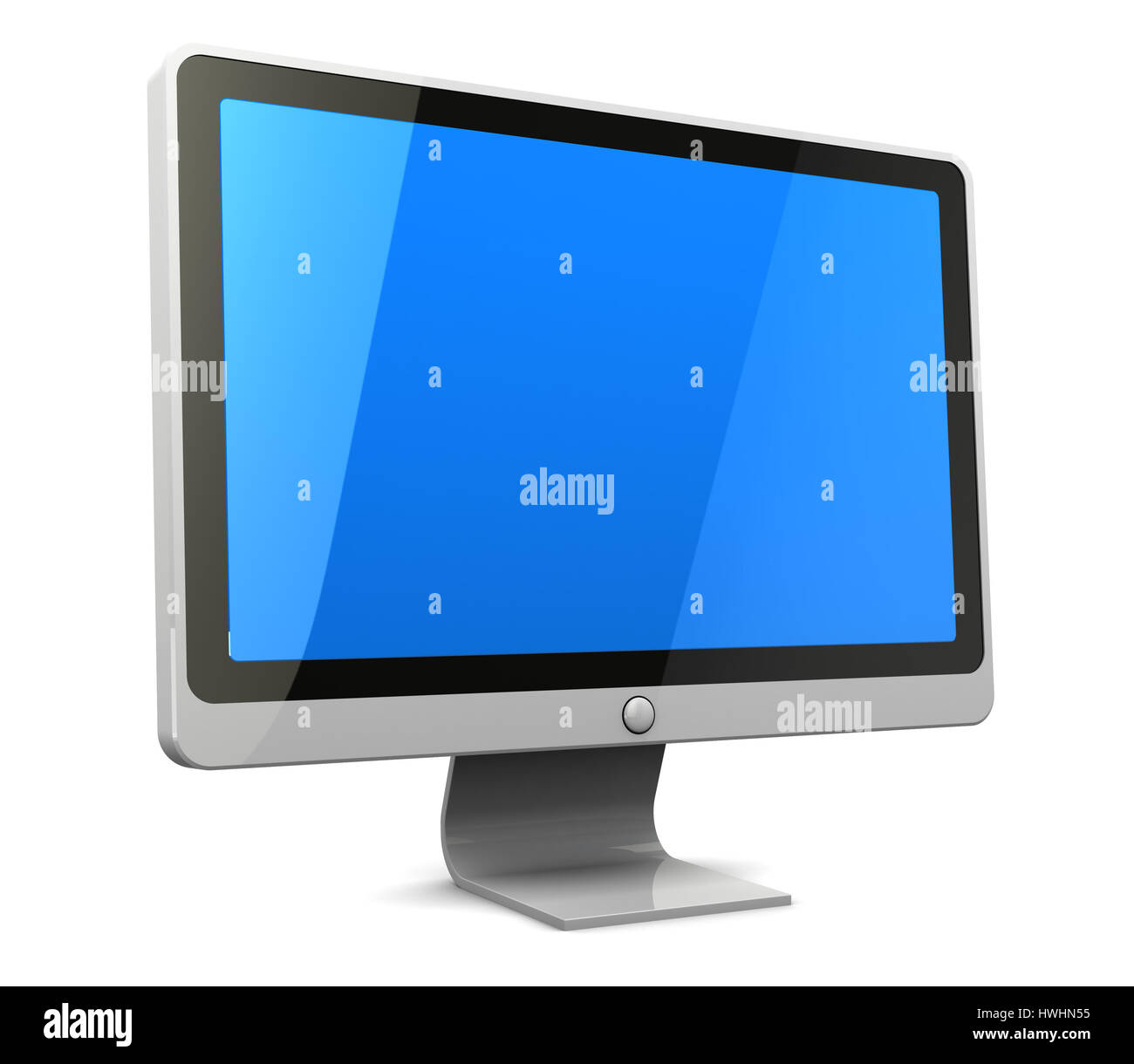 3d illustration of computer monitor with blank blue screen Stock Photo ...