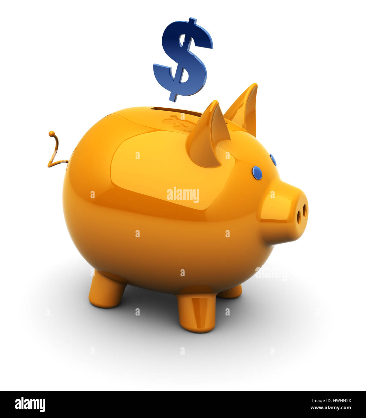 3d illustration of orange piggy bank with dollar sign Stock Photo