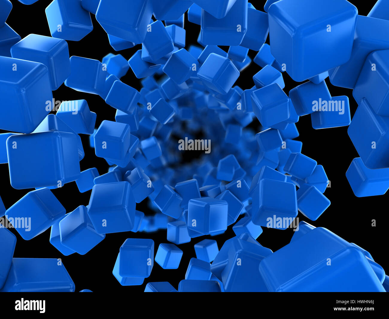 abstract 3d illustration of blue cubes flow background Stock Photo - Alamy