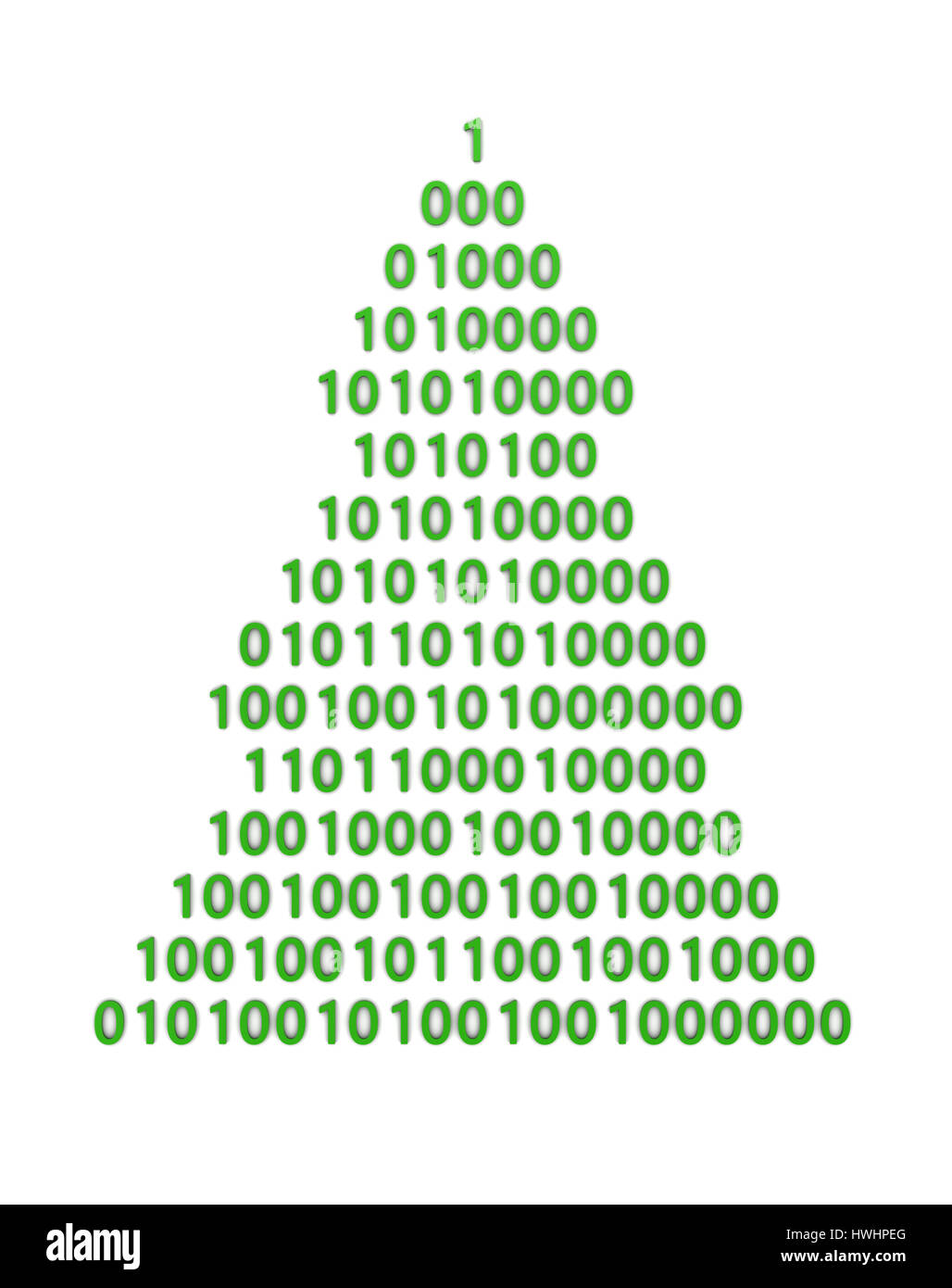 3d illustration of binary christmas tree over white background Stock ...