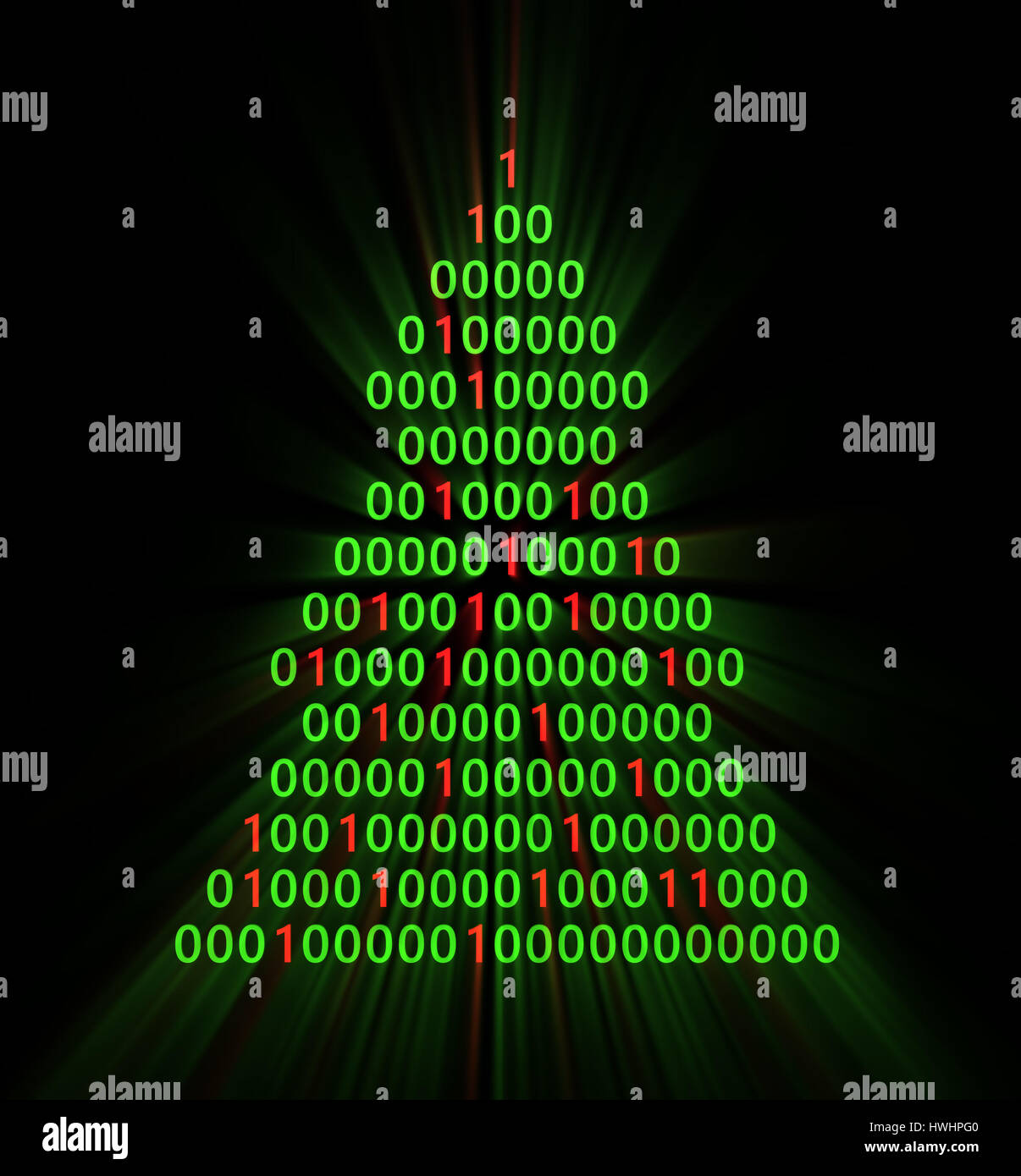 abstract 3d illustration of christmas tree binary code Stock Photo - Alamy
