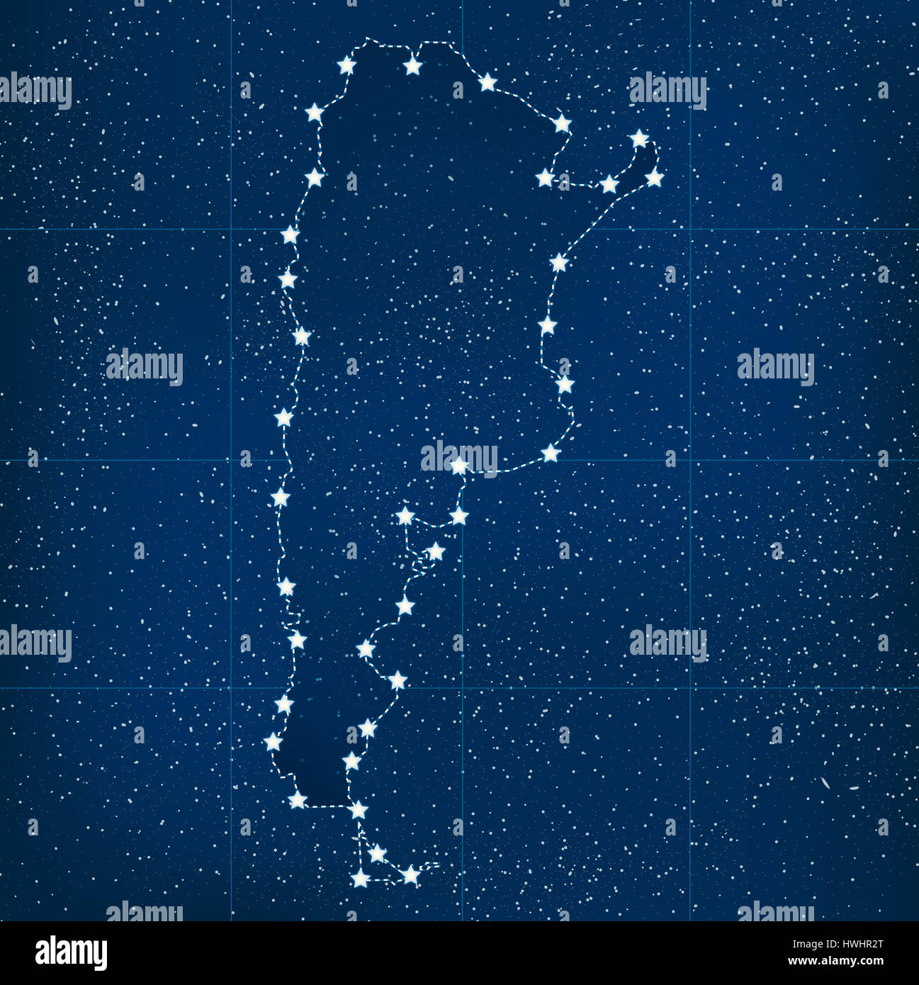 Night map of argentina hi res stock - Argentina Map With Stars In The Universe Illustration HWHR2T
