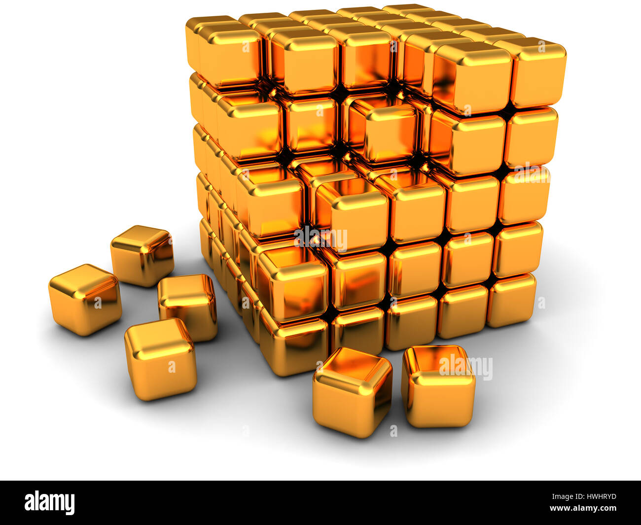abstract 3d illustration of cube structure built from blocks Stock ...