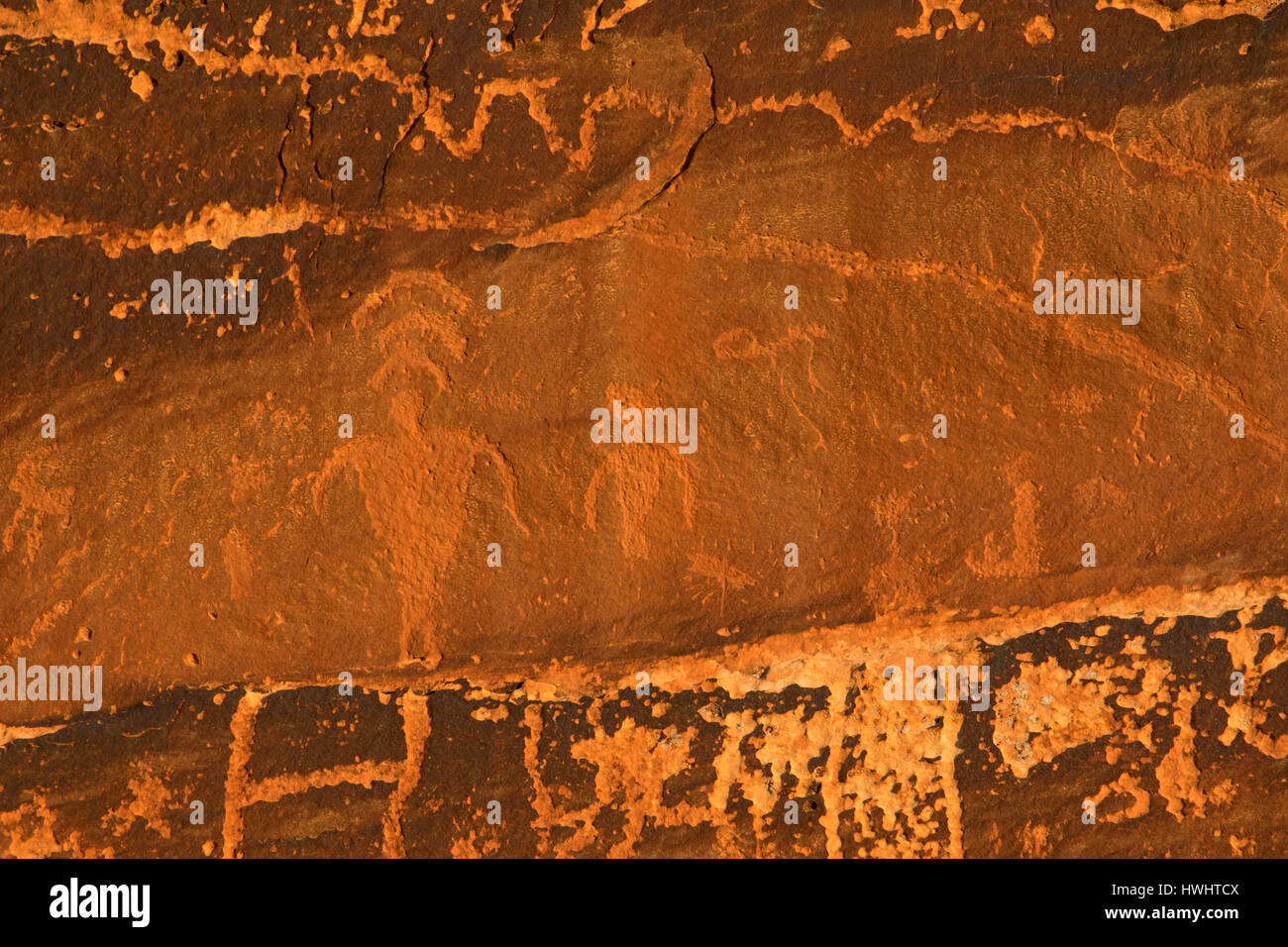 Petroglyphs, Sand Island Recreation Area, Monticello Field Office Bureau of Land Management, Utah Stock Photo