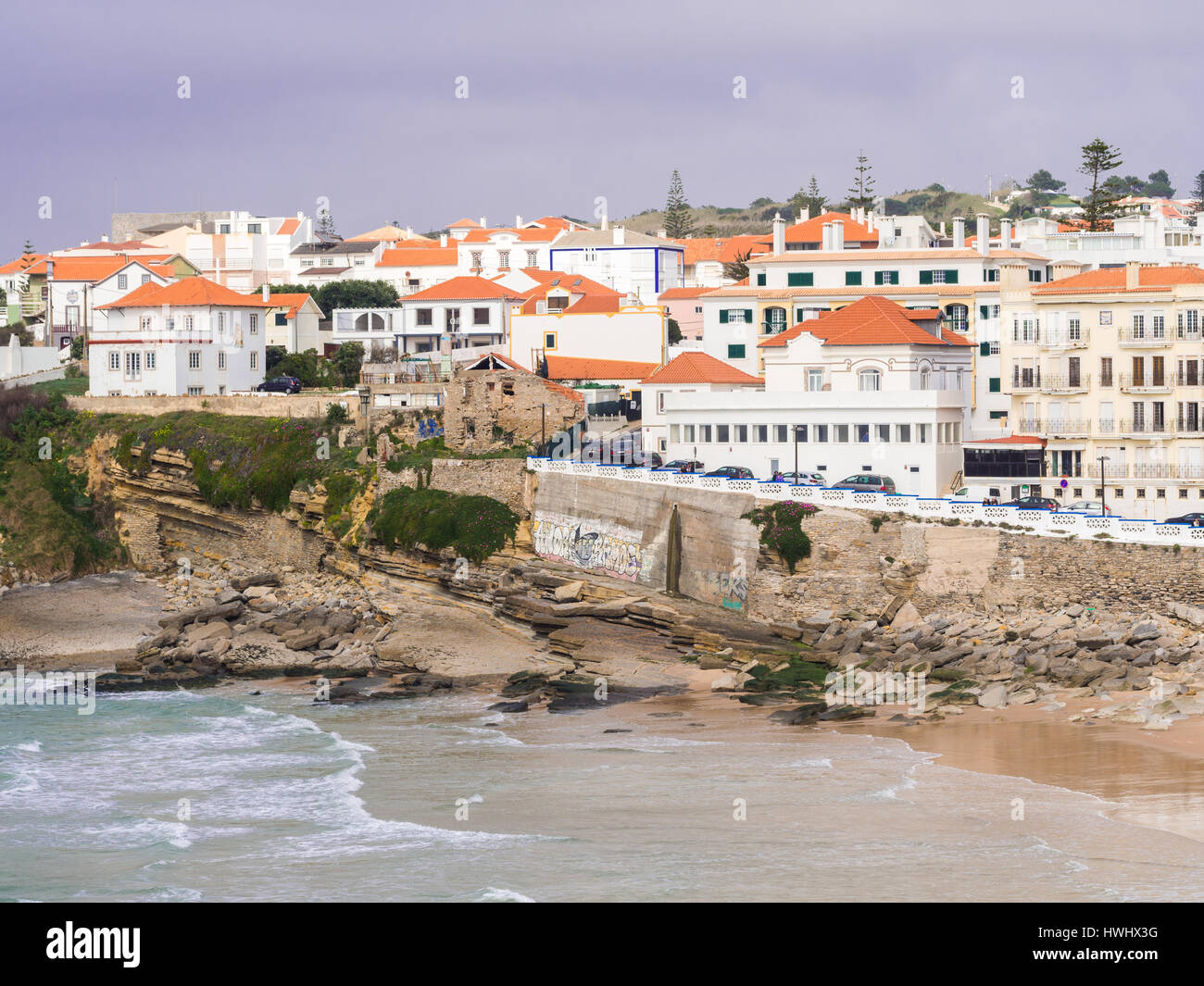 Praia das Macas (Apple Beach) in Colares, Portugal, ona stromy day Stock  Photo - Alamy