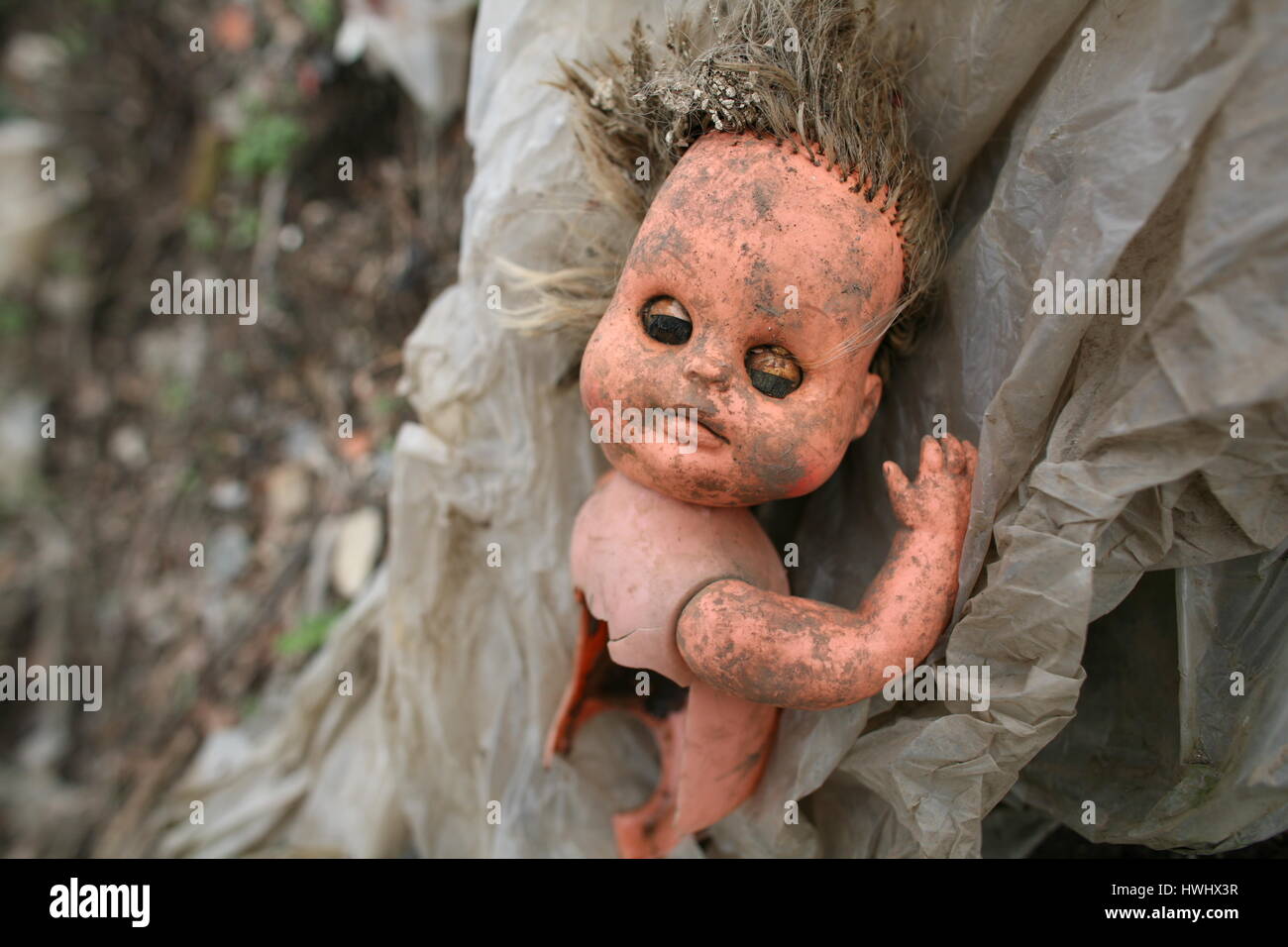 destroyed baby doll Stock Photo