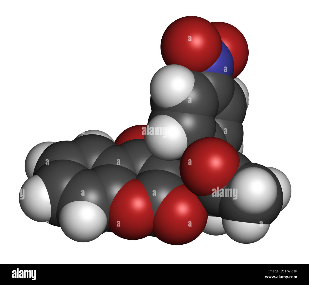 Acenocoumarol anticoagulant drug molecule (vitamin K antagonist). 3D
