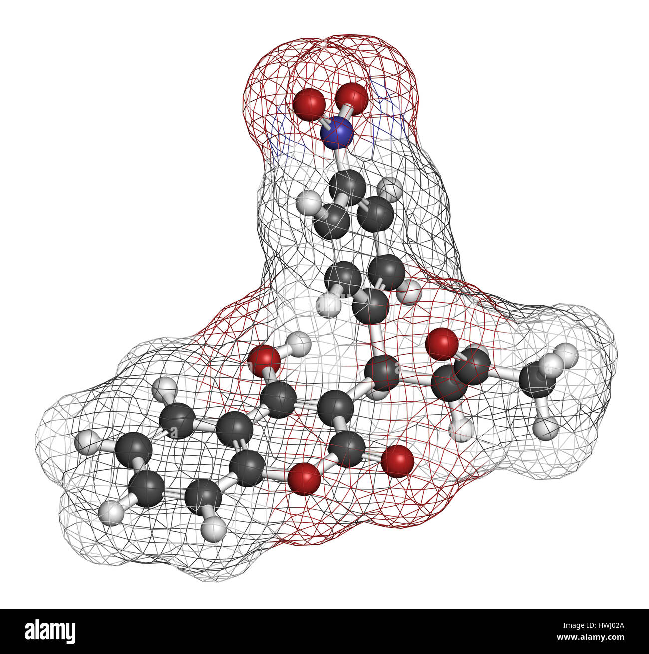 Acenocoumarol anticoagulant drug molecule (vitamin K antagonist). 3D