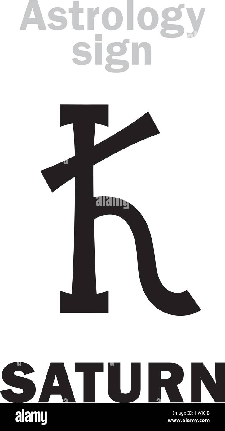 Astrology Alphabet: SATURN (Kronos), classic major planet. Hieroglyphics character sign (ancient greek symbol). Stock Vector