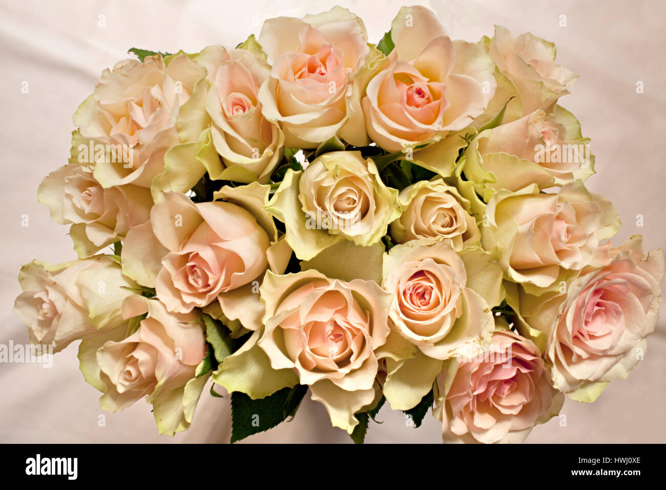 Flowers roses beautiful bouquet overhead view Stock Photo - Alamy