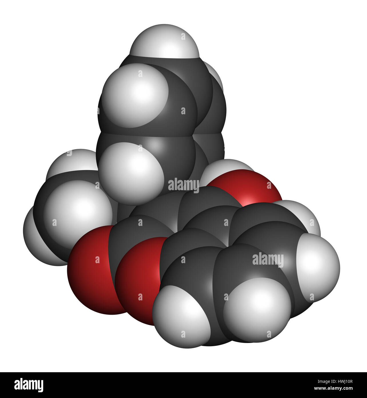 Phenprocoumon anticoagulant drug molecule (vitamin K antagonist). 3D