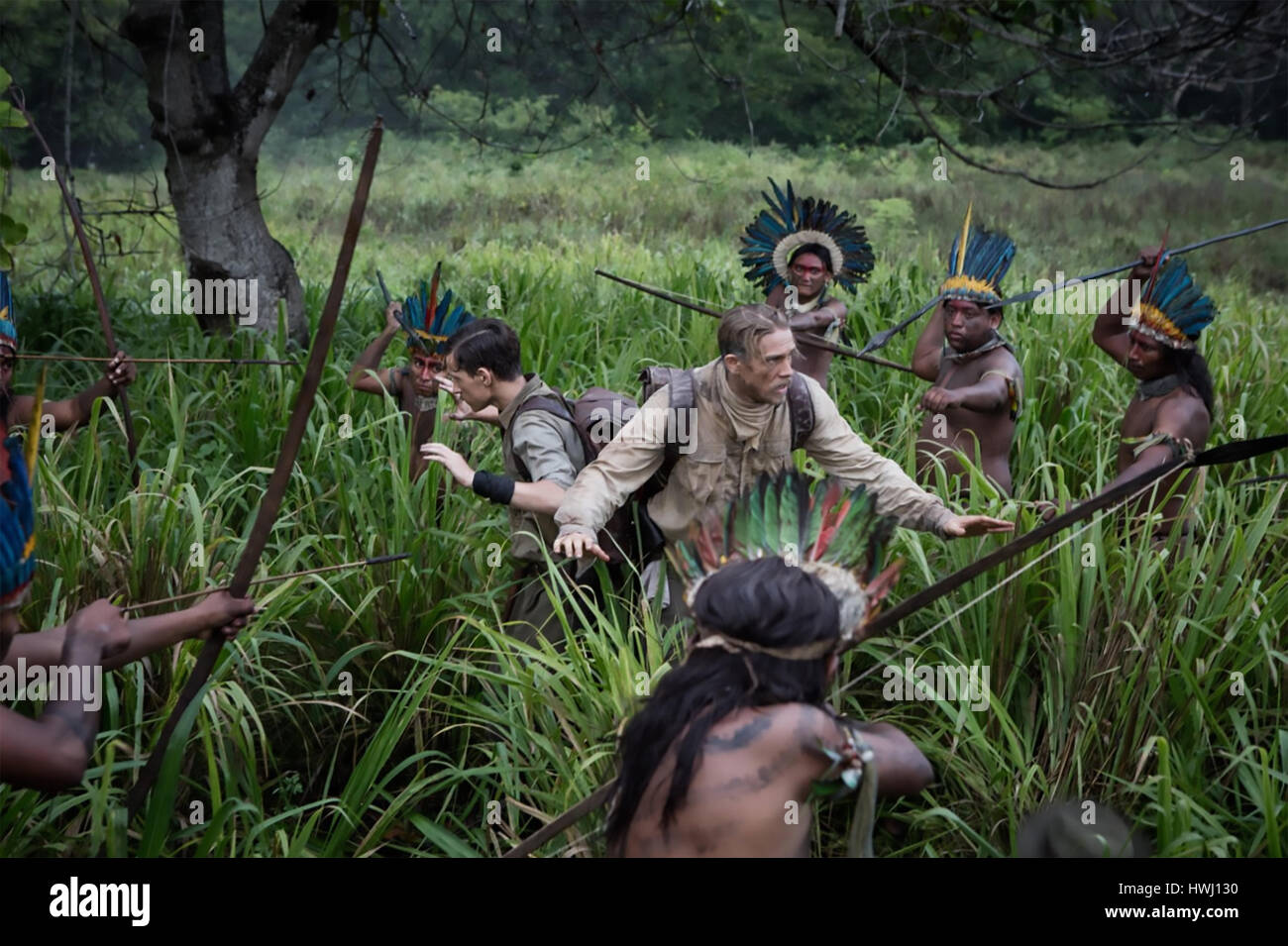 THE LOST CITY OF Z 2016  Amazon Studios film with Charlie Hunnman at right and Tom Holland Stock Photo