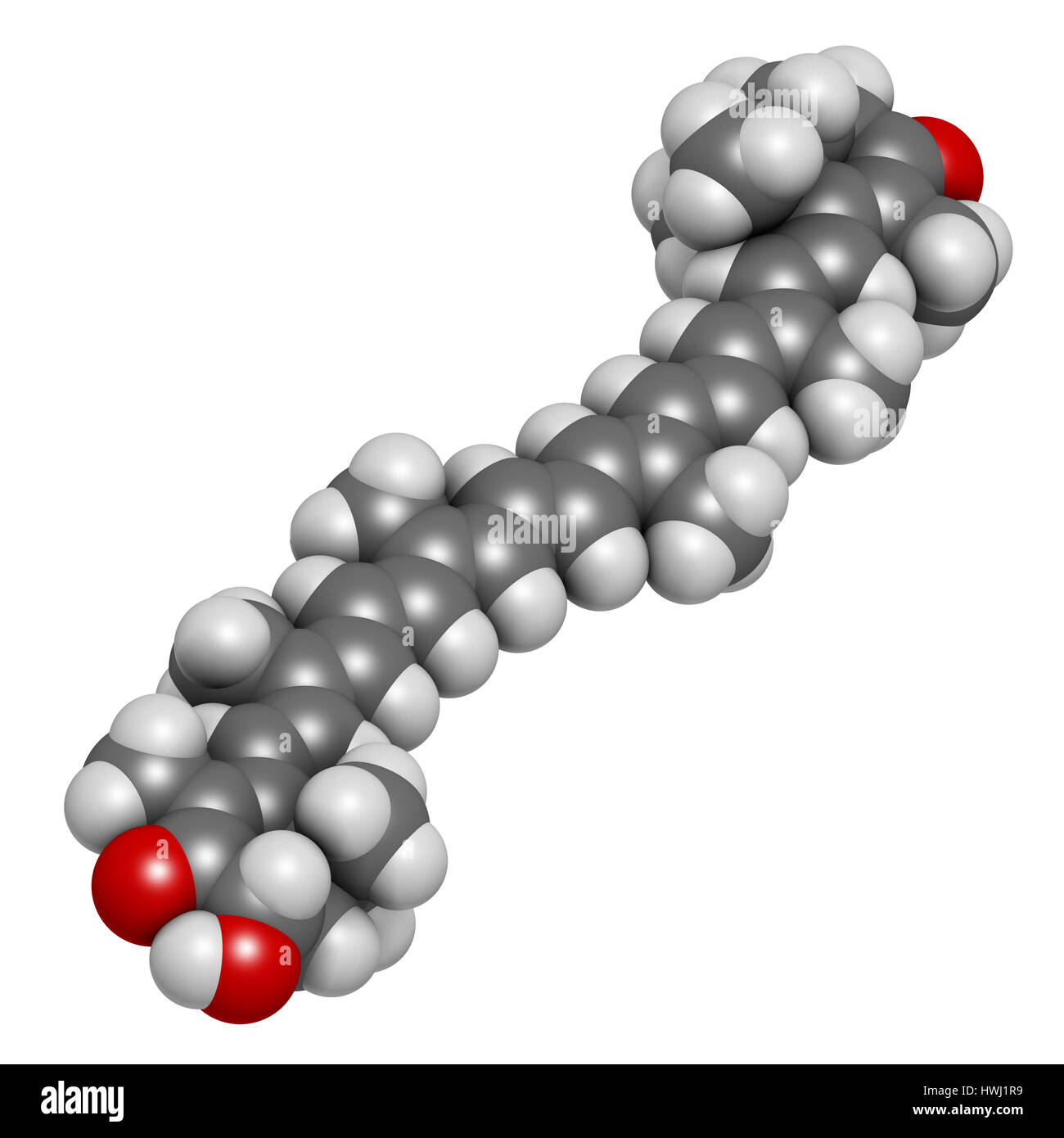 Astaxanthin pigment molecule. 3D rendering. Carotenoid responsible for
