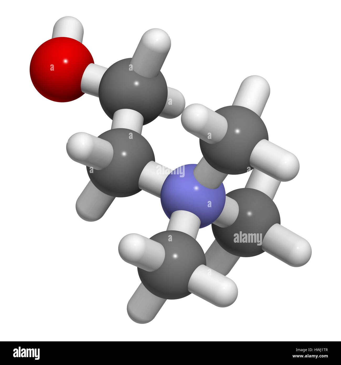 Choline essential nutrient molecule. 3D rendering. Atoms are